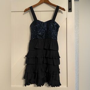 “Double Zero” Navy sequined bodice cocktail dress size M